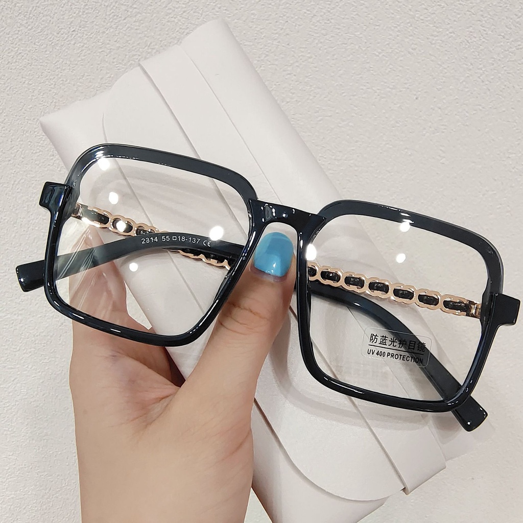 Mắt Kính Gọng Vuông Màu Đen Chống Ánh Sáng Xanh Phong Cách Vintage Thời Trang Cho Nữ
