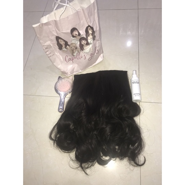 Tóc kẹp U Capelli+xịt dưỡng+lược gương
