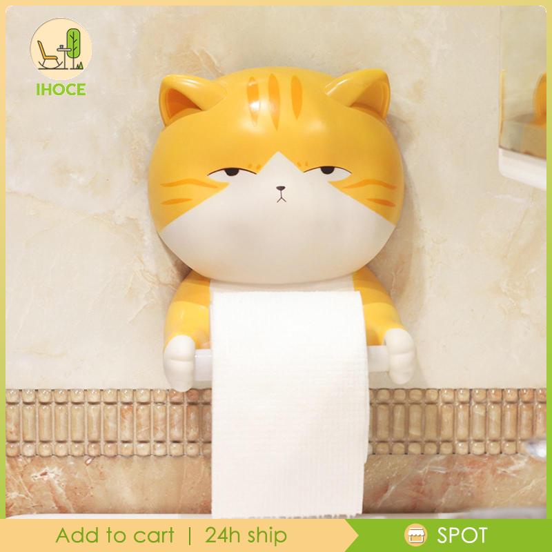 Giá Đỡ Cuộn Khăn Giấy 3D Bằng Nhựa Resin Gắn Tường Hình Mèo Hoạt Hình Vui Nhộn Trang Trí Phòng Tắm / Nhà Bếp