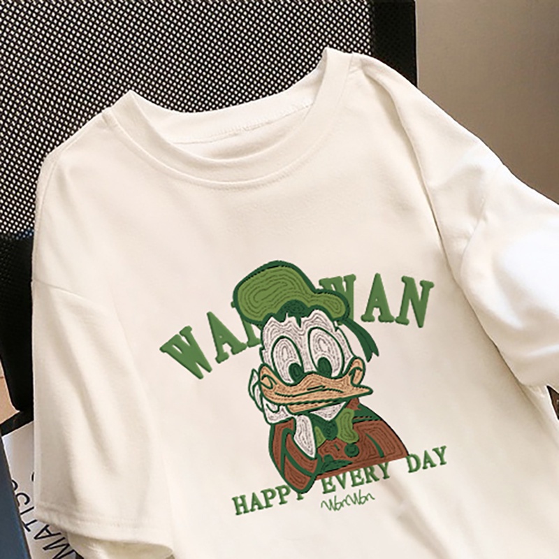 Áo thun NRVP 100% cotton tay ngắn dáng suông in họa tiết hoạt hình phong cách Hàn Quốc thời trang unisex size 3XL