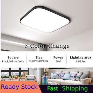 CHUANGYANG Ultra Đèn Trần LED Vuông 60W Thay Đổi 3 Màu Siêu Mỏng Hiện Đại Trang Trí Nội Thất Phòng Khách / Phòng Ngủ