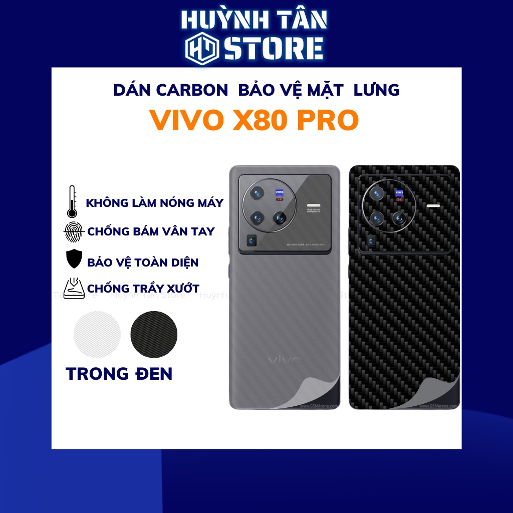 Miếng dán vivo x80 pro carbon trong và đen chống trầy xướt chống bám vân tay phụ kiện huỳnh tân store