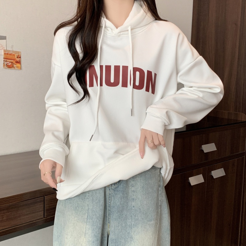 Áo Hoodie Dáng Rộng In Chữ Đơn Giản Thời Trang Mùa Thu Cho Nữ