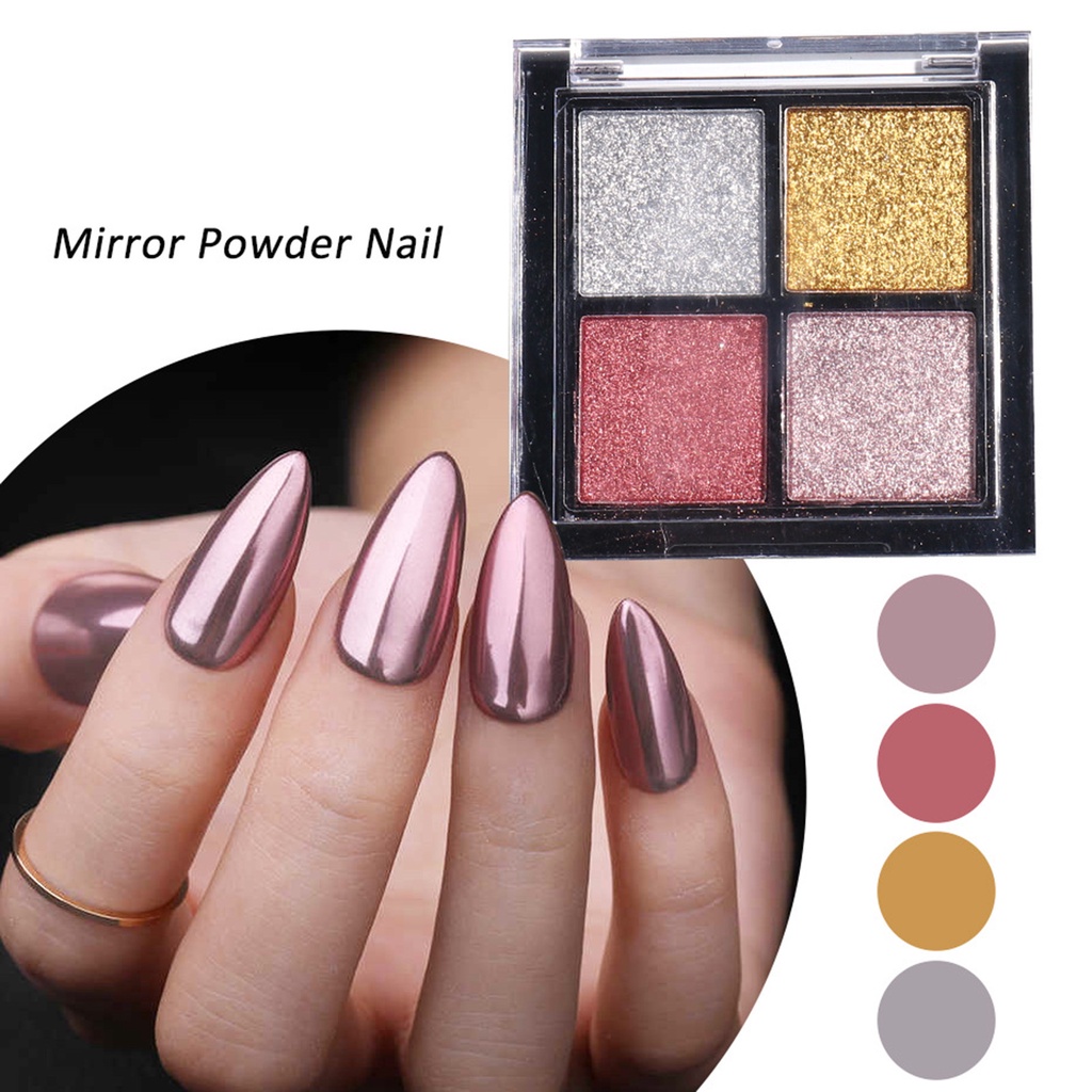 Bột Chrome Tráng Gương Nhiều Màu Lấp Lánh Dùng Trang Trí Móng Tay Nghệ Thuật DIY
