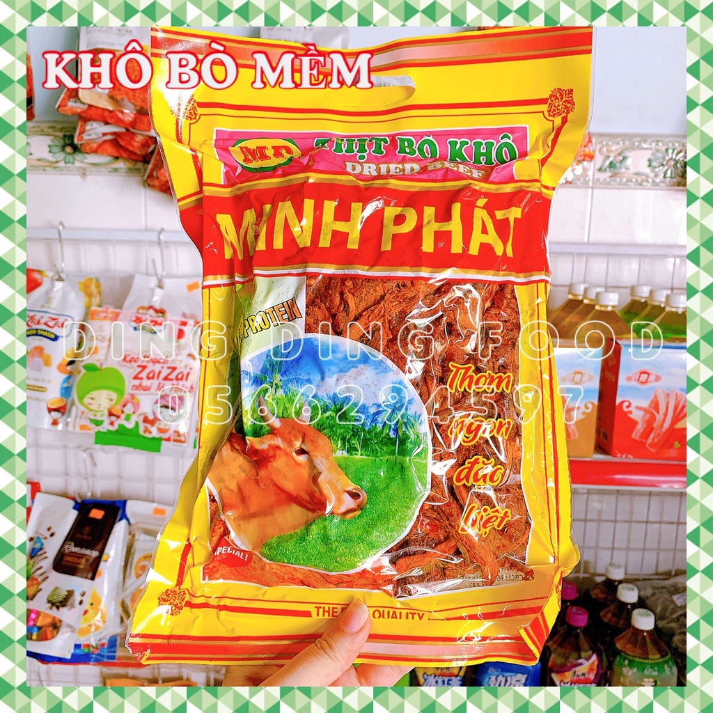 Date 2024 - 500g Khô Bò Mềm Cay Minh Phát (Có Hút Chân Không) Hàng Cao Cấp Bao Ngon, Ăn Vặt, DING DING FOOD