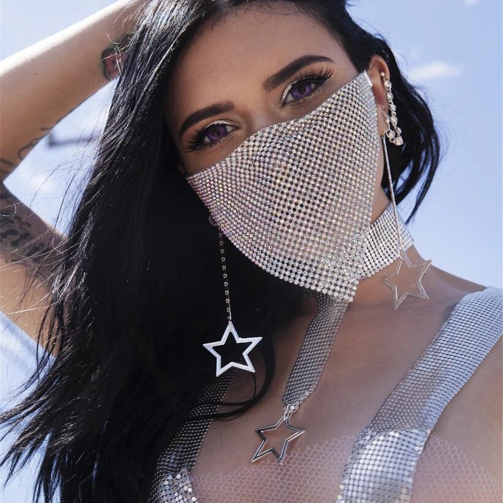 Weania Mặt Nạ Kim Loại Lấp Lánh Quyến Rũ Cho Nữ
