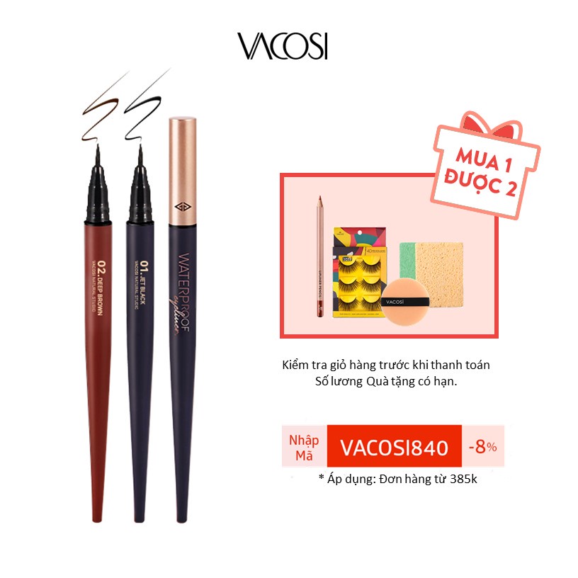 Kẻ Mắt Nước Siêu Lì VACOSI WATERPROOF EYELINER - Đầu Bút Dạ