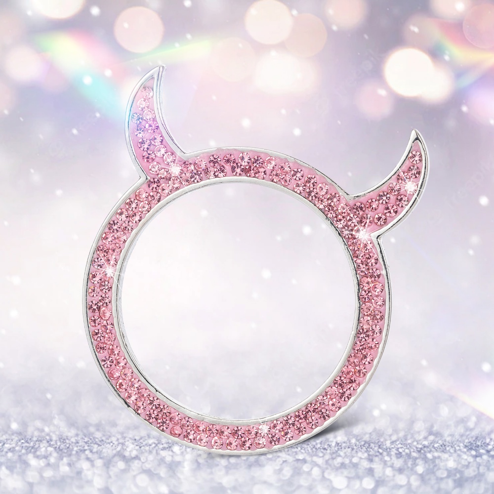 Miếng Dán Trang Trí Nút Khởi Động Xe Hơi Hình Tròn Đính Đá Lấp Lánh