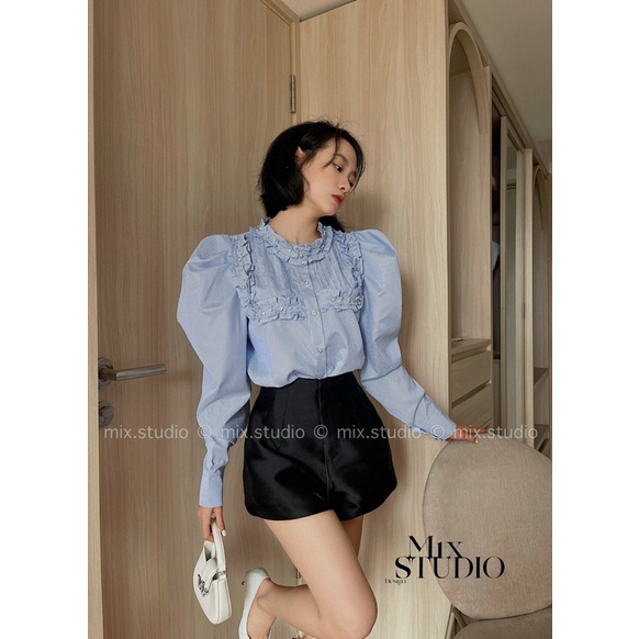 [NEW] Áo sơmi tay phồng , áo bèo đính đá sang chảnh ( HÀNG CÓ SẴN) /Jennycloset