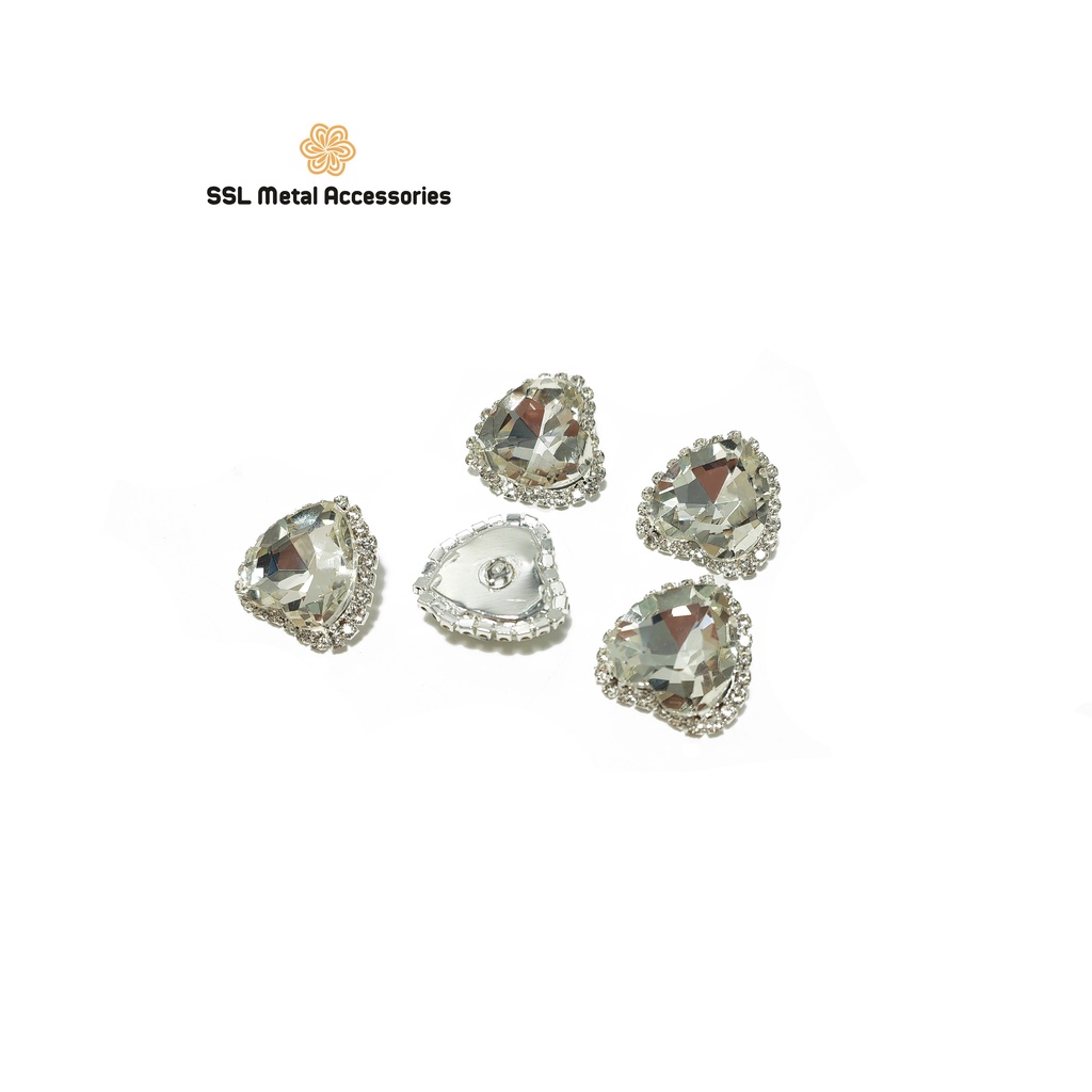 Cúc áo kim loại thời trang mới hình trái tim đính đá dành cho áo vest, sơ mi, áo dạ... QQ-17 24*22mm