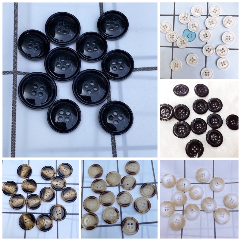 Set 10-20 Cúc áo xà cừ, (cỡ 1.8cm, 2cm, 2.5cm) khuy nhựa áo vest, áo khoác, quần nam và gi-lê, cúc măng tô size