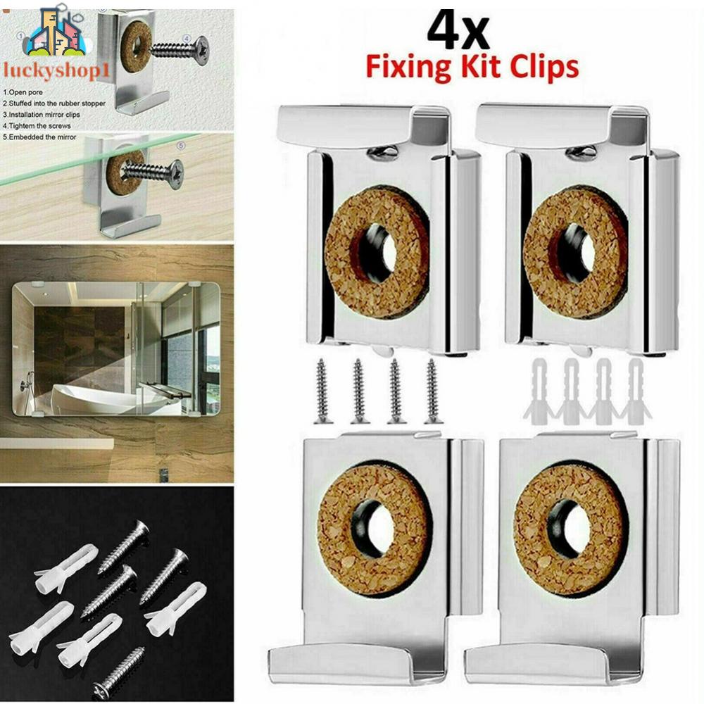 1 Bộ Kẹp Cố Định Gắn Tường Không Khung Bằng Chrome