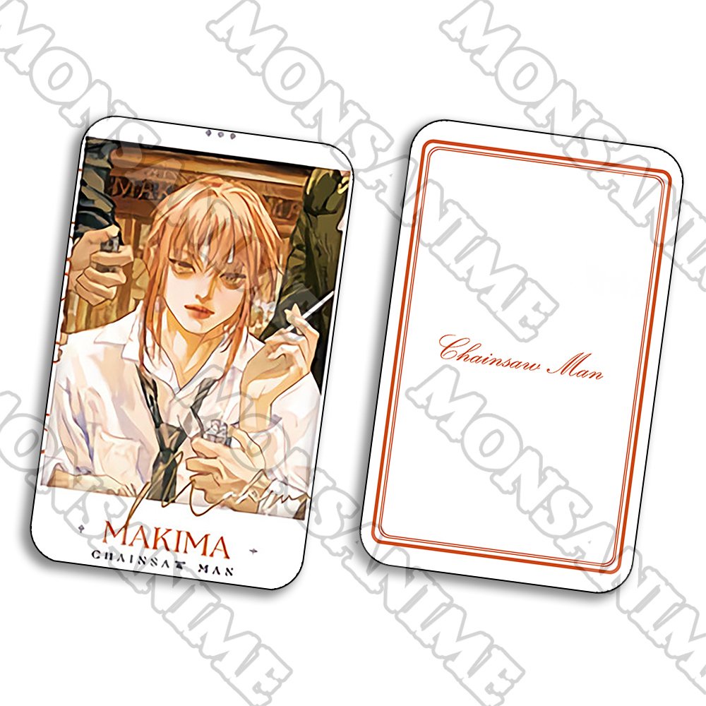 Ảnh card bo góc in hình CHAINSAW MAN Thợ săn quỷ ver Mắt Đậm thẻ bo viền 5*8cm anime chibi sưu tầm 1 tấm