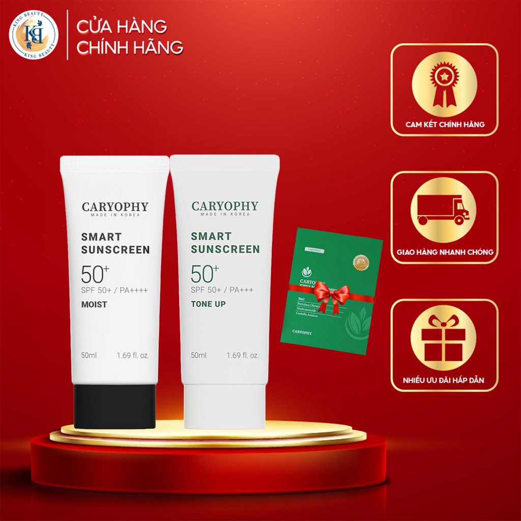 [MUA 1 TẶNG 1 MASK] Kem Chống Nắng Phục Hồi Da Tổn Thương Caryophy Smart Sunscreen Tone Up 50ml