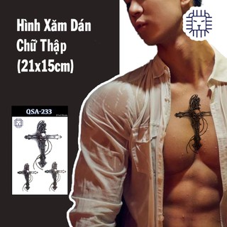 [Loại Ngắn Ngày] Hình Xăm Dán Chữ Thập Chụp Ảnh, Đóng Phim, Dễ Dàng Tẩy Xóa - Dùng 2-5 Ngày (21x15cm)