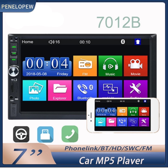 Máy Nghe Nhạc Mp5 Mp5 Usb Tf Fm 2 Din Màn Hình Cảm Ứng Tự Động Đa Phương Tiện Cho Xe Hơi