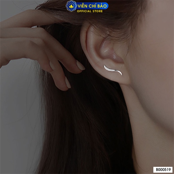 Bông tai sóng uốn chất liệu bạc Thái 925 thời trang phụ kiện trang sức nữ Viễn Chí Bảo B000519