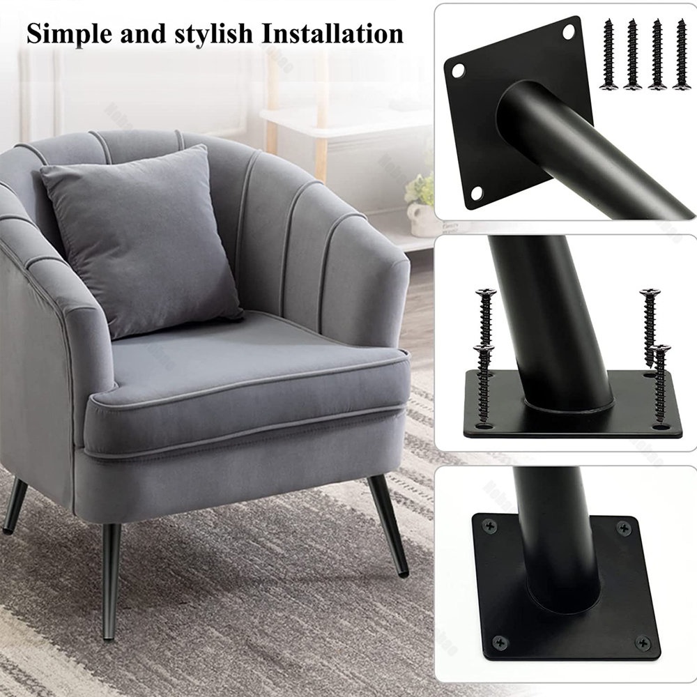 10~40CM Chân đồ nội thất bằng kim loại có thể điều chỉnh 360° Hình nón xiên Chân ghế sofa phong cách châu Âu