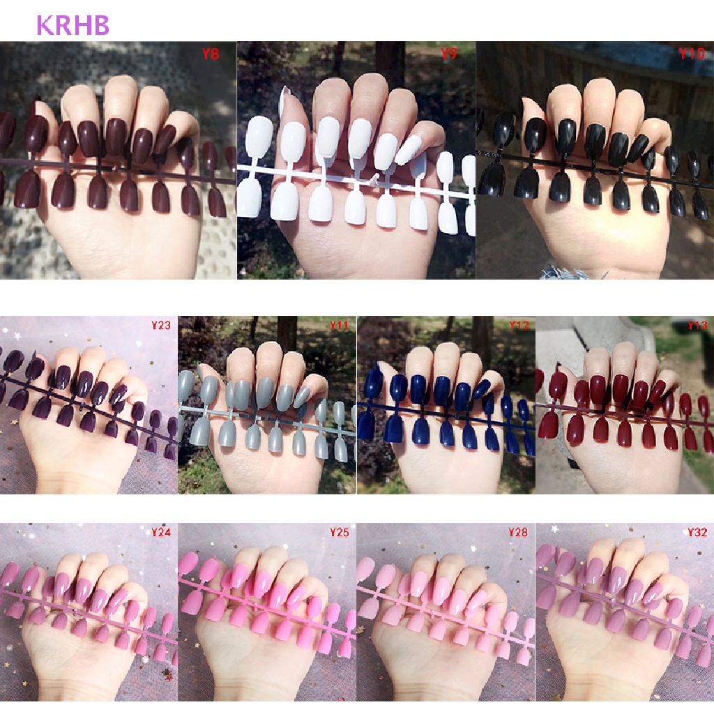 Set 24 Móng Tay Giả Bằng Nhựa Acrylic Thời Trang Mới