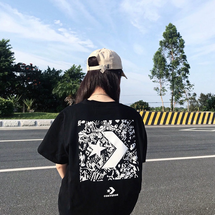 Áo Thun Cotton Converse Tay Ngắn Cổ Tròn Dáng Rộng Thời Trang Mùa Hè Cho Cặp Đôi