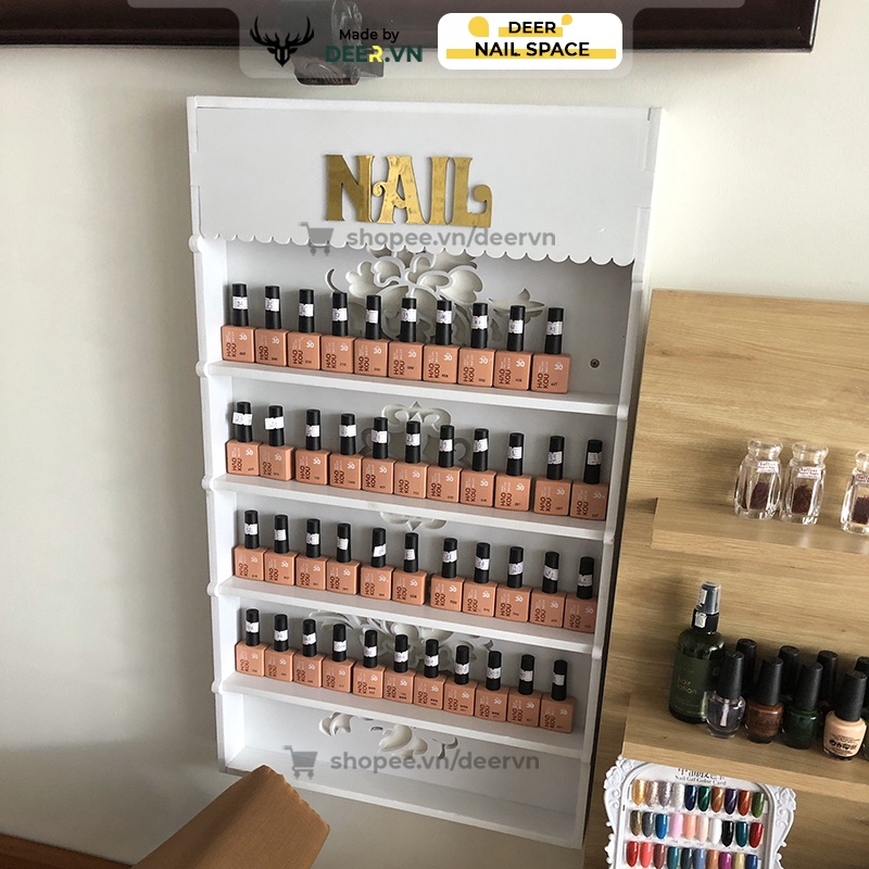 DEER - Kệ Để Đồ Nail, Để Nước Sơn Móng Tay Treo Tường