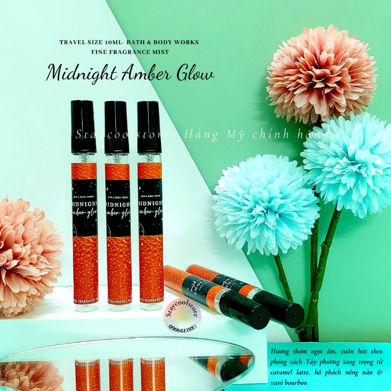 Midnight amber glow- Bộ Xịt thơm body mist- Sữa tắm- Dưỡng thể- Kem tay Chăm sóc toàn thân Bath & Body Works (Auth Mỹ)