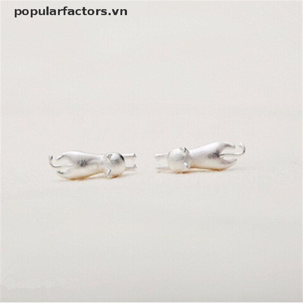 [Phổ Biến] Bông Tai Đinh Tán Mạ Bạc Hình Mèo Nhỏ Tinh Tế Thời Trang [VN]