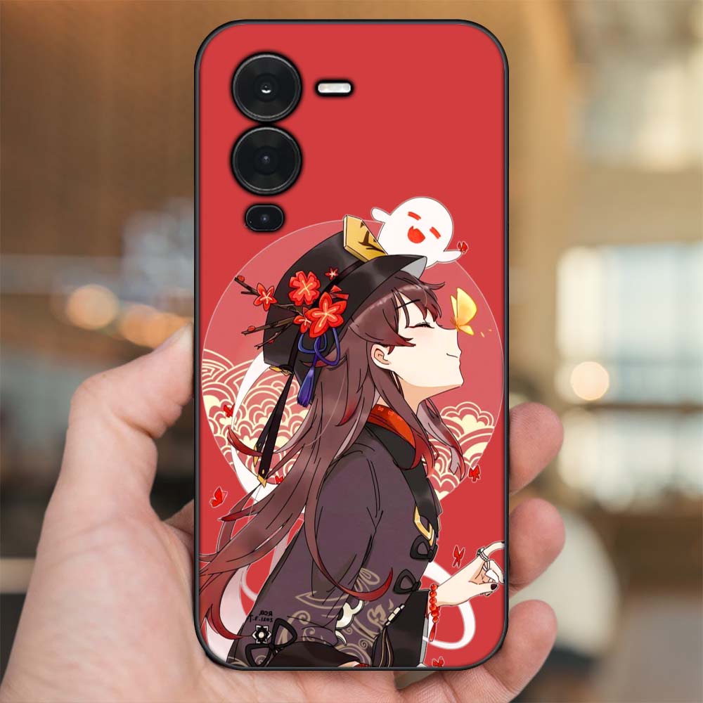 Ốp lưng Vivo V25 Pro viền đen in hình Hutao Genshin Impact