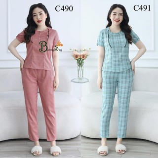 [BunnySky] Đồ bộ mặc nhà, bộ quần áo nữ mặc ở nhà mẫu nhún bèo