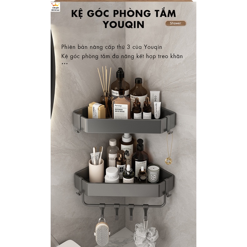 Kệ Phòng Tắm Dán Tường, Kệ Nhà Tắm Treo Tường - YouQin Hợp Kim Nhôm Chống Gỉ, Chống Ẩm, Dán Keo Siêu Chắc | BigBuy360 - bigbuy360.vn