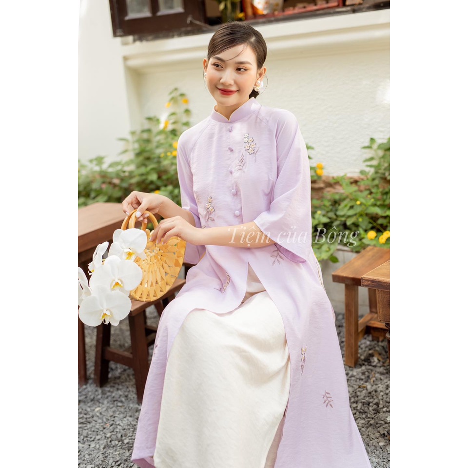 Áo dài tứ thân đũi tím