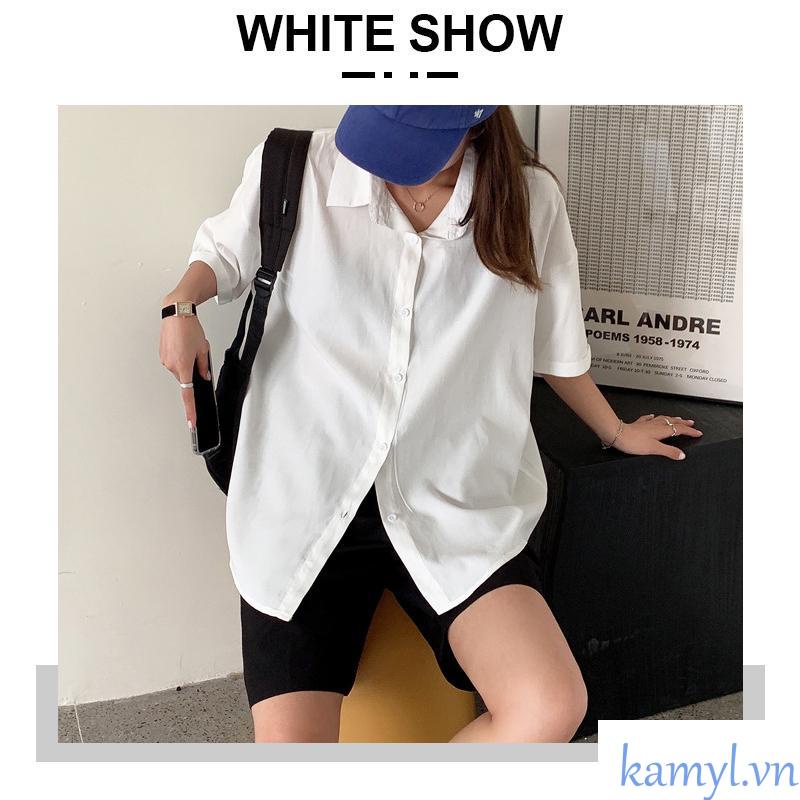 Áo Sơ Mi Lụa Nữ Ngắn Tay, Sơ Mi Ullzang Tay Cộc Nhiều Màu Thời Trang Dành Cho Nữ