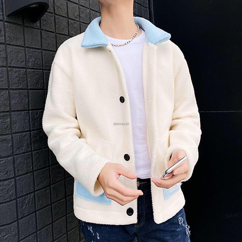 Áo Khoác Đệm cotton Len Lông Cừu Dày Dặn Giữ Ấm Mùa Đông Phiên Bản han Mới Cho Nam