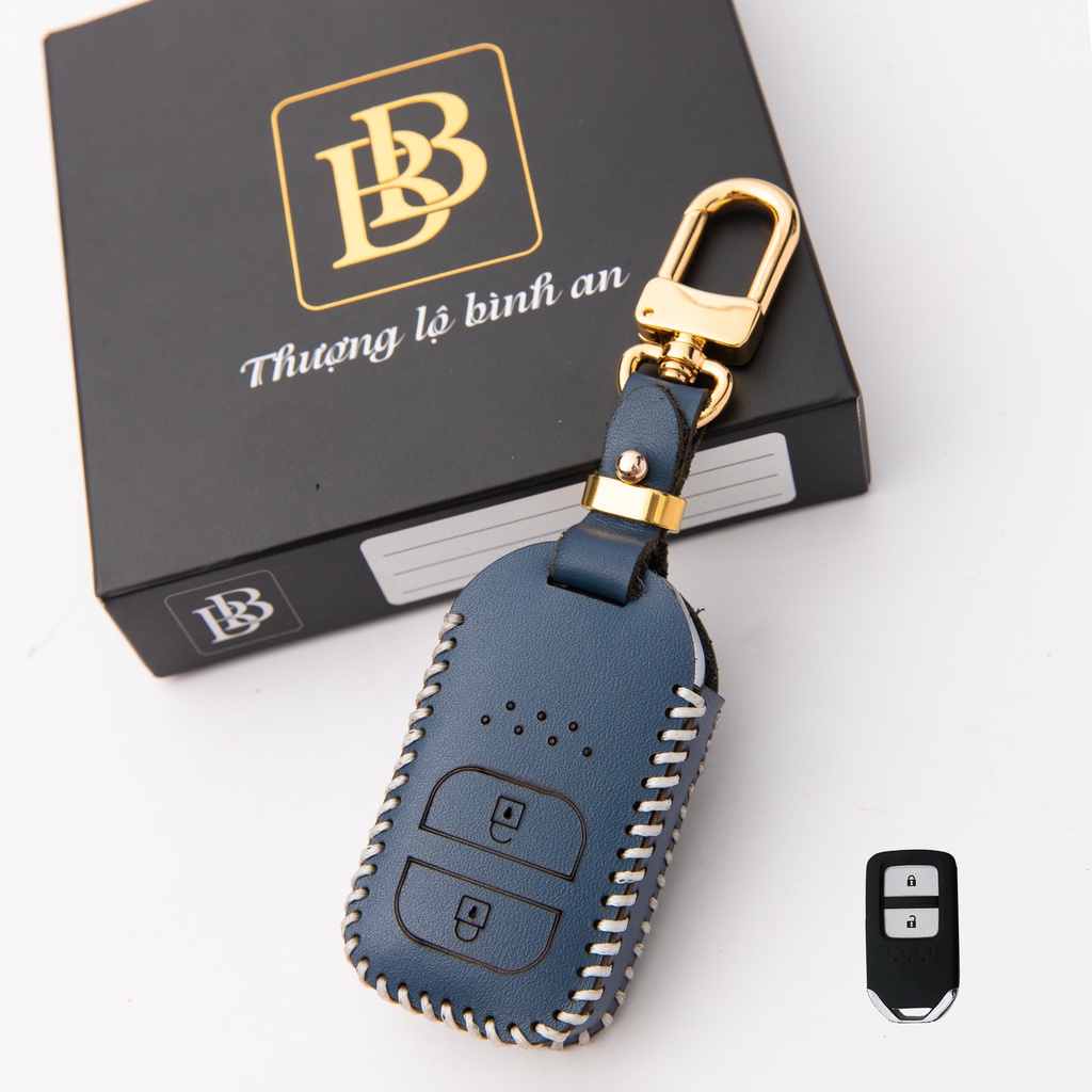 Bao da chìa khóa ô tô xe hơi BB honda jazz, hrv, crv nhập thái chìa thông minh 2 nút da thật bảo vệ chính hãng