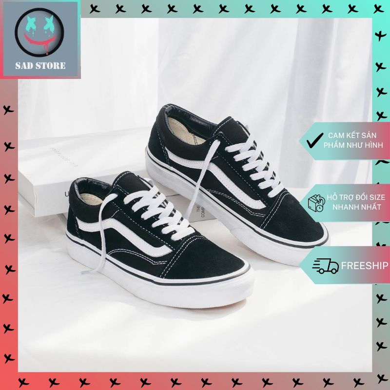 Giày Vans Nam Nữ, Giày Vans Đen Buộc Dây Thời Trang Full Box Bill Hàng Đẹp