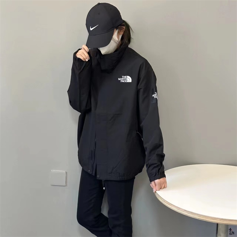 Áo Khoác Gió Thêu Logo The North Face Phối Khóa Kéo Chống Thấm Nước Thời Trang Cho Cặp Đôi