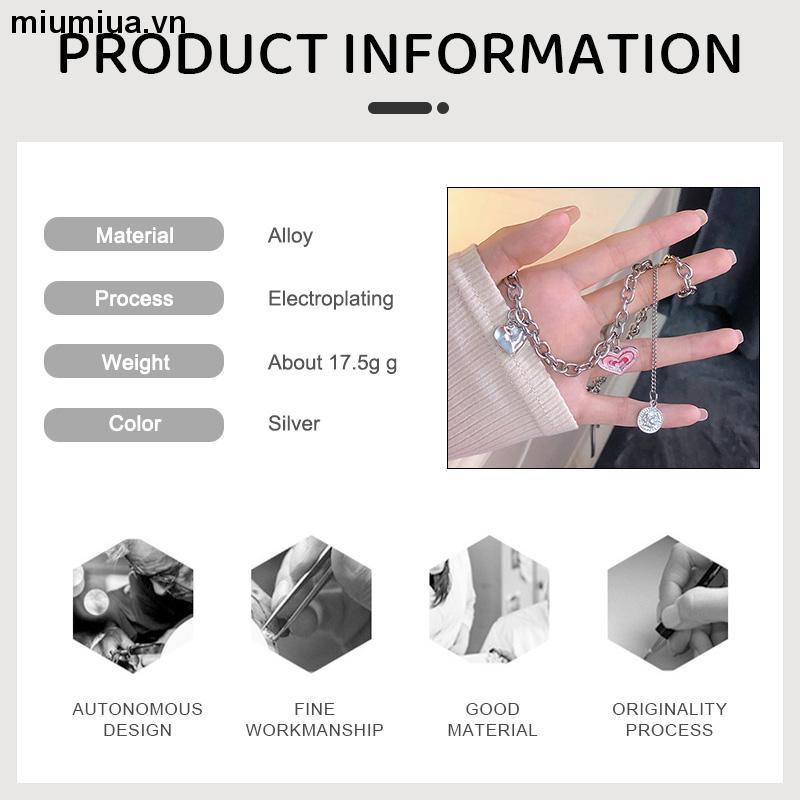 miumiuaVòng cổ nhiều lớp mặt hình bướm/trái tim phong cách vintage cho nữ