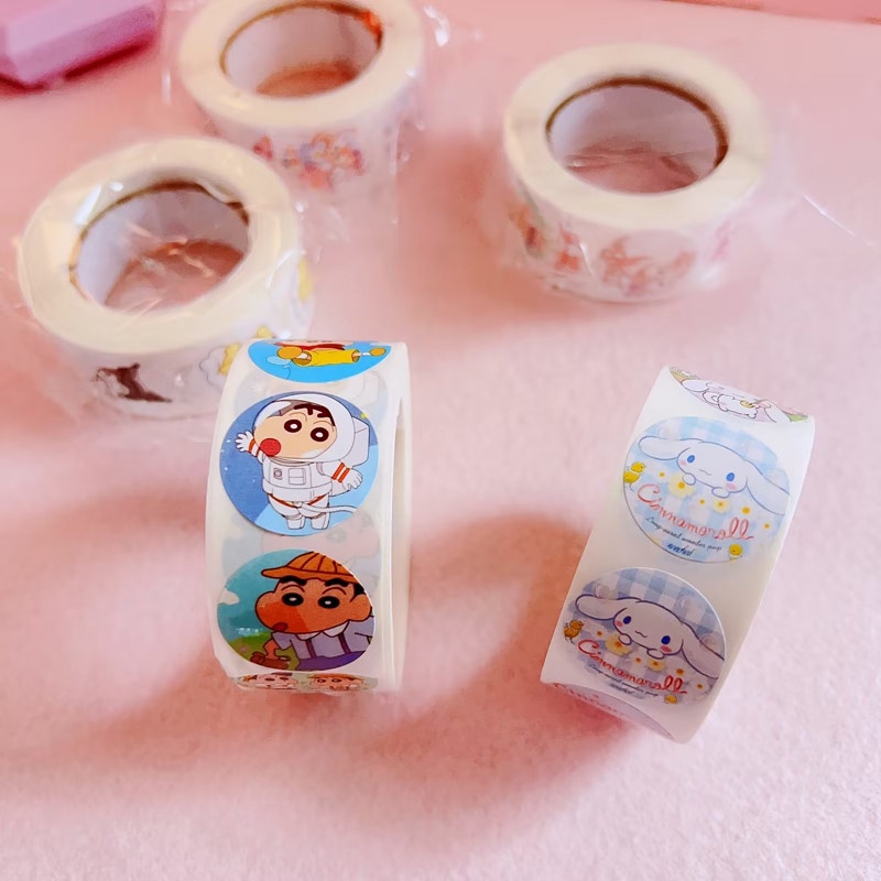 Cuộn 500 miếng dán truyền cảm hứng/ phần thưởng hình Sanrio Pachacco Kuromi Cinnamoroll hoạt hình cho trẻ em