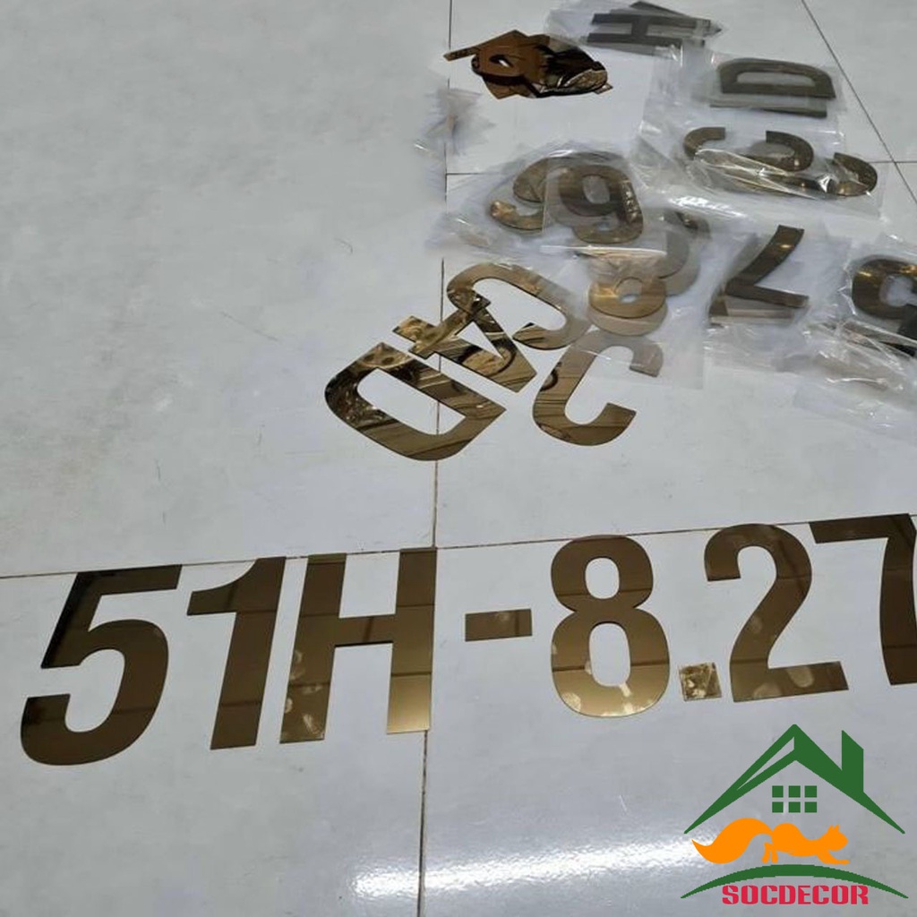 Biển Số Nổi Alu Gương Vàng Dán Xe Tải,Trang Trí Xe Tải,Biển Số Dán Thùng Xe.Cắt Theo Yêu Cầu.Socdecor