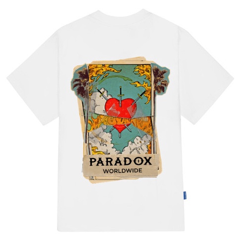 Áo thun form rộng Paradox tay lỡ - Unisex - In hình - TRAP LOVE TEE - Màu đen trắng