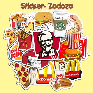 Sticker đồ ăn nhanh trang trí mũ bảo hiểm, đàn, guitar, ukulele, điện thoại laptop chủ đề  fastfood