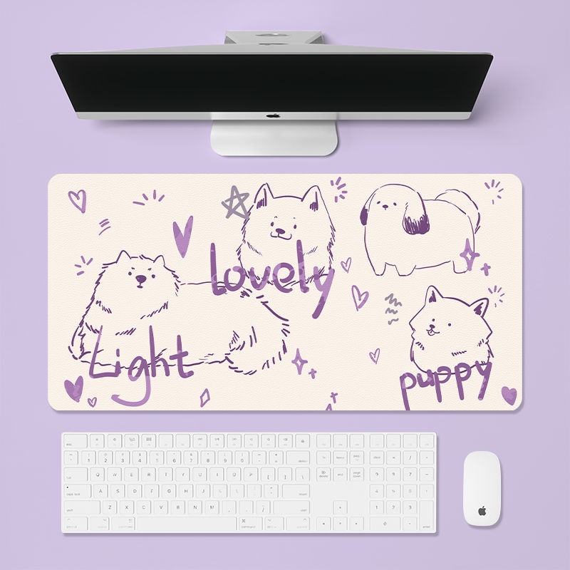 Miếng Lót Chuột / Bàn Phím Laptop Bằng Da Chống Trượt Hình Mèo Hoạt Hình Dễ Thương