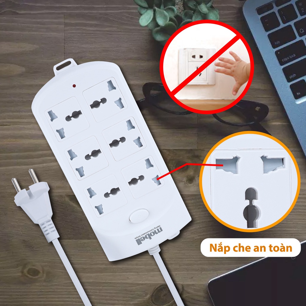 Ổ cắm điện thông minh có công tắc riêng nhiều lỗ cắm cổng USB dài 2M/3M/5M công suất 2500W chống cháy nổ chịu nhiệt tốt