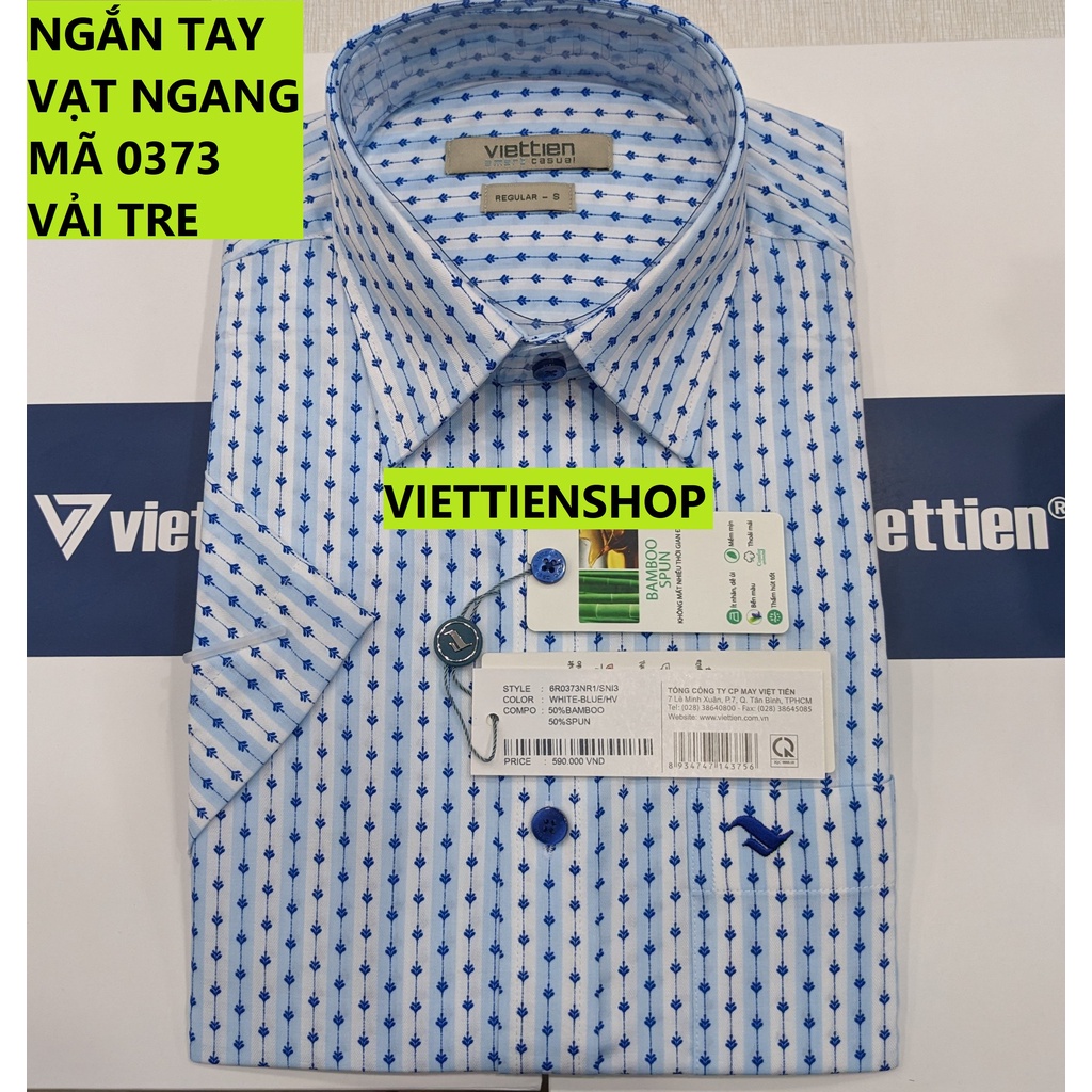 (0373 Sn) ÁO SƠ MI VIỆT TIẾN NGẮN TAY VẠT NGANG VẢI TRE