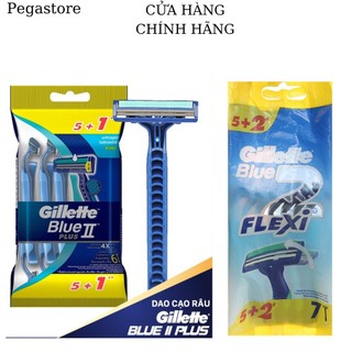 Dao cạo râu 2 lưỡi gillette blue ii plus đồ cạo râu 6 cây dao cạo râu dùng 1 lần 7 cây 1 túi blue ii flexi 5+2 cây/bịch