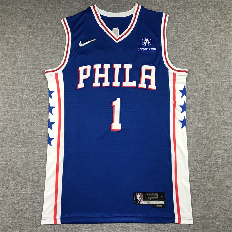 Áo Bóng Rổ NBA jersey Philadelphia 76Es 1 2022# Áo Khoác Bóng Chày Cứng Màu Xanh Dương CAkhap17MLdeof17