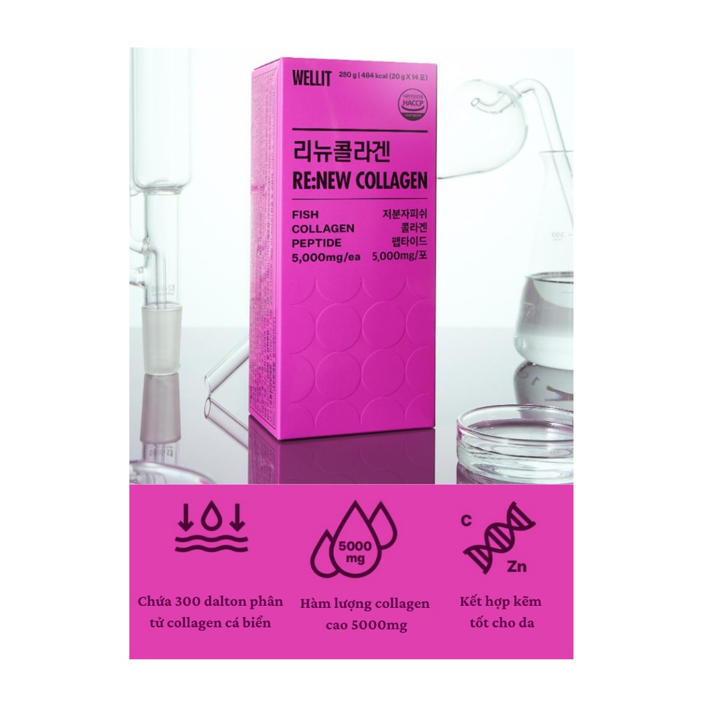 [Chính Hãng] Nước Uống Collagen Giúp Trẻ Hóa Làn Da Renew Collagen WELLIT Hàm Lượng Cao 5000mg 280g | BigBuy360 - bigbuy360.vn