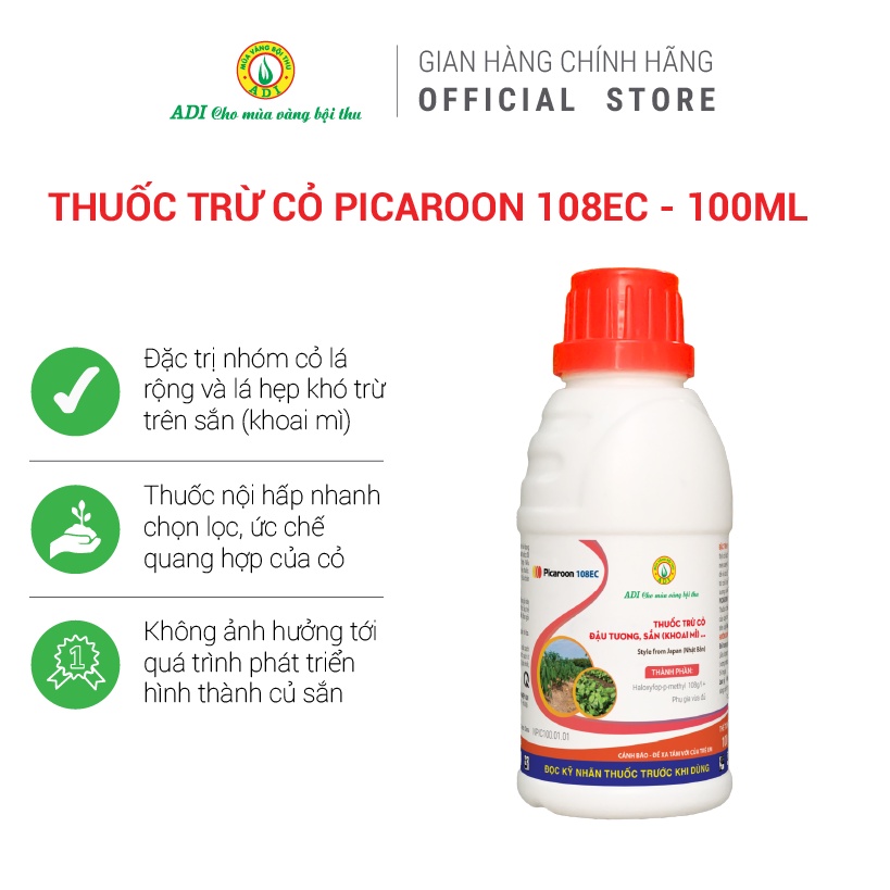 Sản phẩm PICAROON 108EC trừ cỏ Khoai mì (sắn), Đậu tương, diệt nhóm cỏ lá rộng, lá hẹp an toàn cho cây...MUA VANG BOI TH