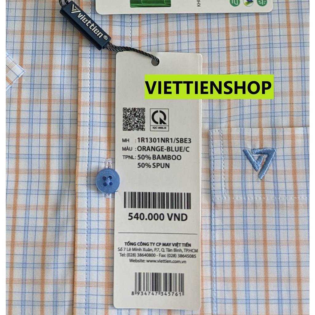 ÁO SƠ MI VIỆT TIẾN NGẮN TAY VẢI TRE CA RÔ
