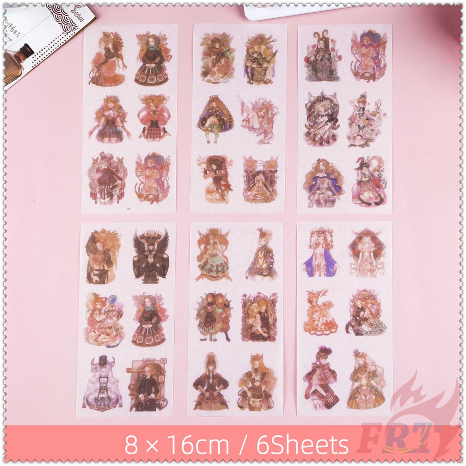 ❀ Sticker Dán Trang Trí Hình Cô Gái Gothic ❀ Set 6 Tấm Sticker Dán Trang Trí Thời Trang